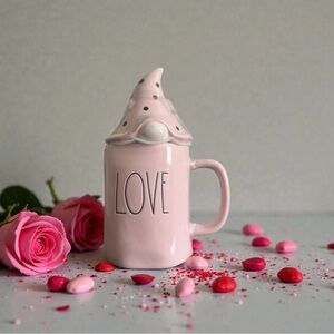Rae Dunn Pink Love Mug with Hat Lid